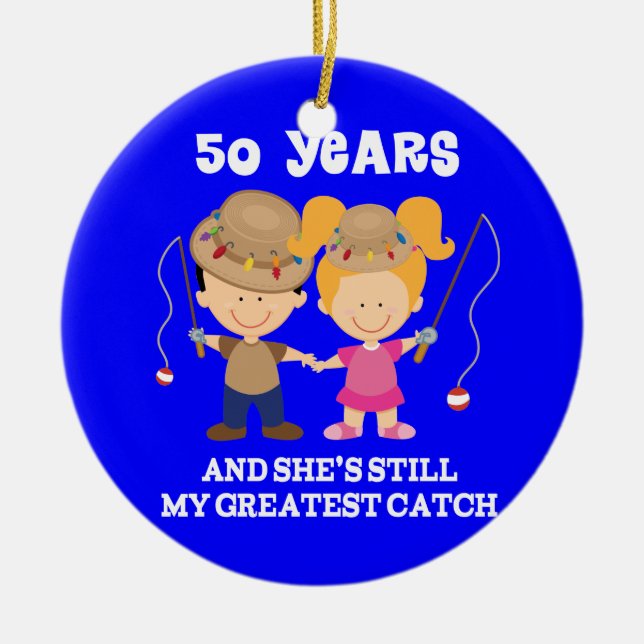 50th Wedding Anniversary Funny Gift For Him Ceramic Tree Decoration (Front)