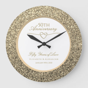 50th Wedding Anniversary Gift Personalised Large Clock