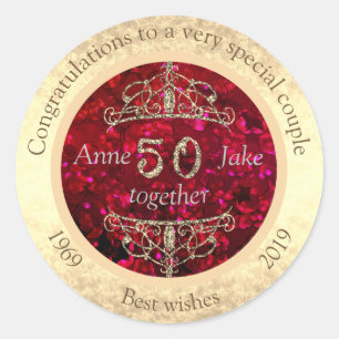 50th Wedding Anniversary Gifts for Couples Congrat Classic Round Sticker