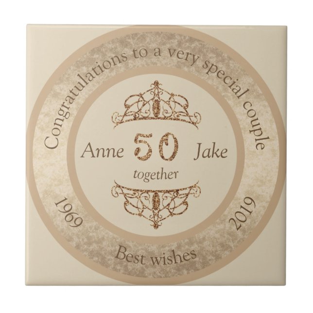 50th Wedding Anniversary Gifts for Couples Congrat Tile (Front)