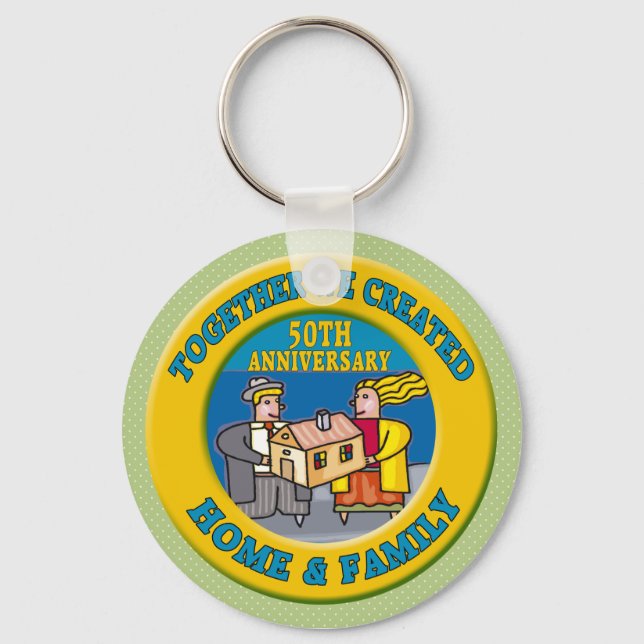 50th Wedding Anniversary Gifts Key Ring (Front)