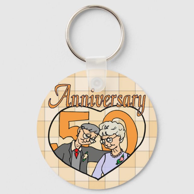 50th Wedding Anniversary Gifts Key Ring (Front)