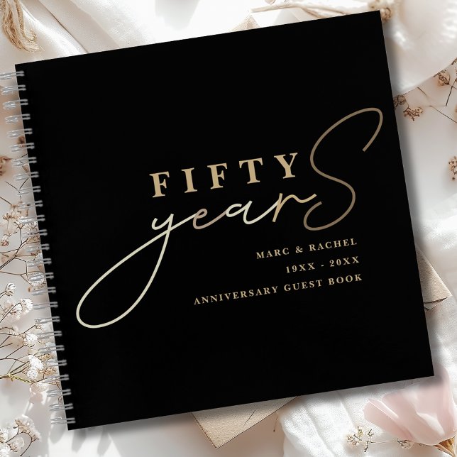 50th Wedding Anniversary Gold Black Guest Book (Creator Uploaded)