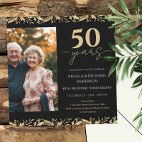 50th Wedding Anniversary Gold Black Photo