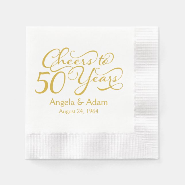 50th Wedding Anniversary Gold Cheers to 50 Napkin (Front)