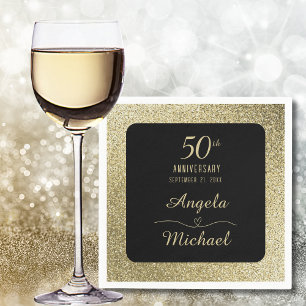50th Wedding Anniversary Gold Chic Glitter Elegant Napkin