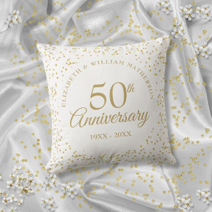 50th Wedding Anniversary Gold Dust Confett Cushion