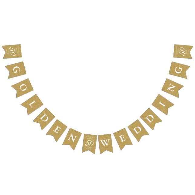 50th Wedding Anniversary Gold Dust Confetti Bunting (All)