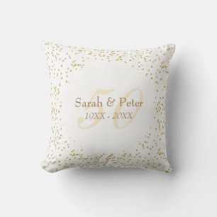 50th Wedding Anniversary Gold Dust Confetti Cushion