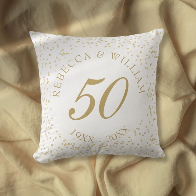 50th Wedding Anniversary Gold Dust Confetti Cushion (50th Wedding Anniversary Gold Dust Confetti Throw Pillow)