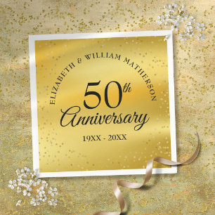 50th Wedding Anniversary Gold Dust Confetti Napkin