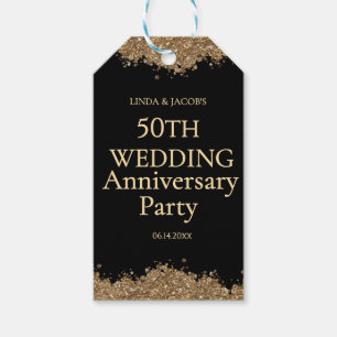 50th Wedding Anniversary Gold Faux Glitter Gift Tags