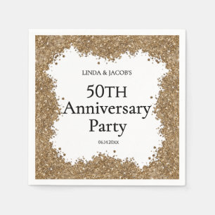 50th Wedding Anniversary Gold Faux Glitter  Napkin