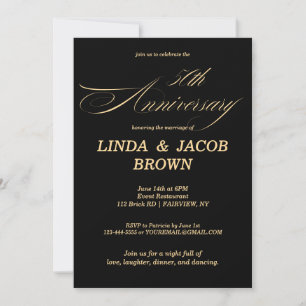 50th Wedding Anniversary Gold Faux Glitter Script Invitation