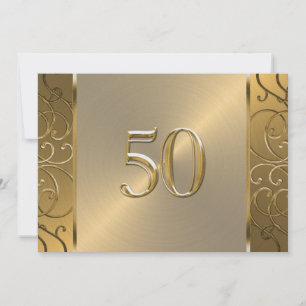 50th Wedding Anniversary Gold Filigree Swirls Invitation