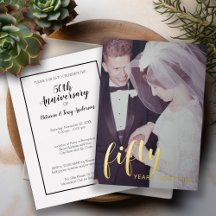 50th Wedding Anniversary Gold Foil & Photo