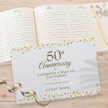 50th Wedding Anniversary Gold Hearts Confetti Guest Book<br><div class="desc">Featuring romantic gold hearts confetti,  this chic botanical 50th wedding anniversary guest book can be personalised with your special anniversary information in elegant gold text. Designed by Thisisnotme©</div>
