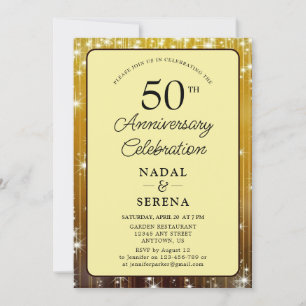 50th Wedding Anniversary Gold  Invitation