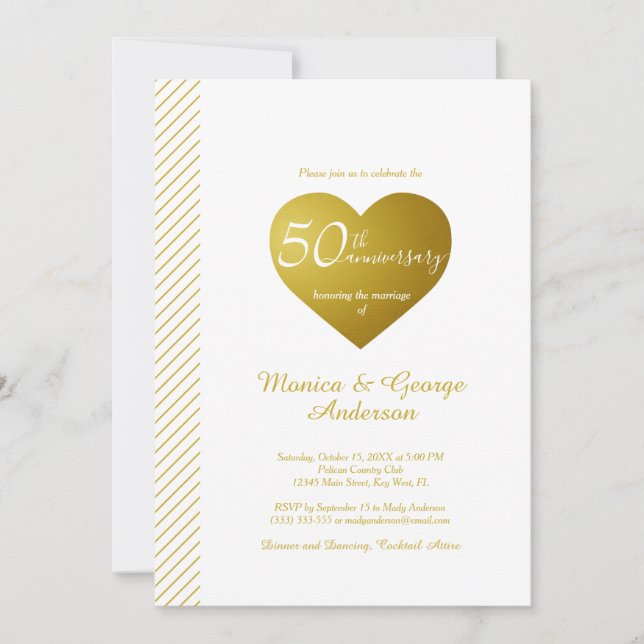 50th Wedding Anniversary Gold Invitation (Front)