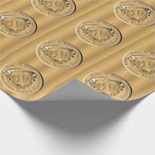 50th Wedding Anniversary Gold Medal Wrapping Paper