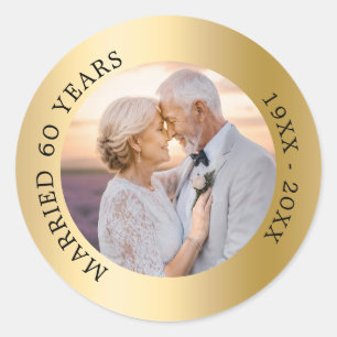50th wedding anniversary gold photo classic round sticker
