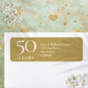 50th Wedding Anniversary Gold Return Address