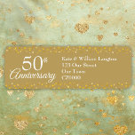 50th Wedding Anniversary Gold Return Address<br><div class="desc">Golden wedding 50th-anniversary return address label with your details set in elegant white text on a gold hearts background. Designed by Thisisnotme©</div>