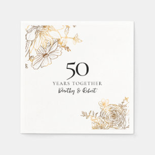 50th Wedding Anniversary Gold Roses Custom  Napkin