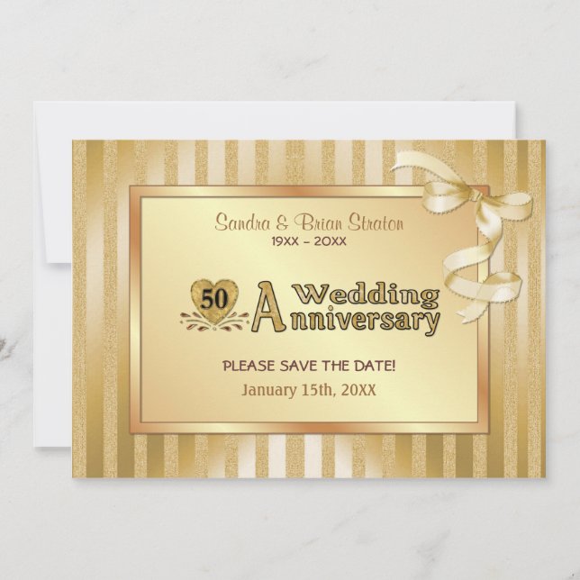 50th Wedding Anniversary - Gold Save The Date (Front)