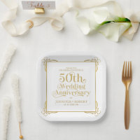 50th Wedding Anniversary Gold Typography Frame