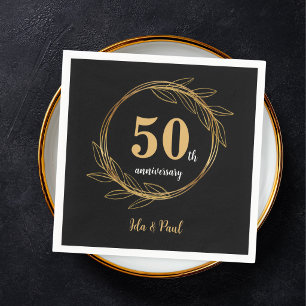 50th Wedding Anniversary Gold Wreath Napkin