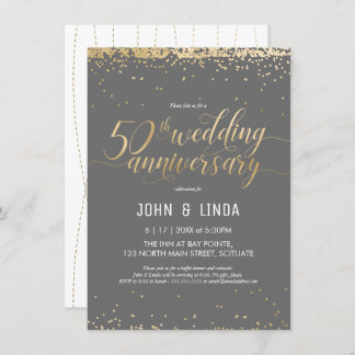 50th Wedding Anniversary - Golden, Elegant Invitation