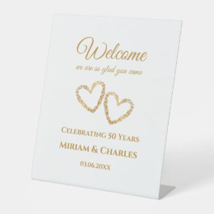50th Wedding Anniversary Golden Heart Welcome Sign
