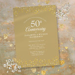 50th Wedding Anniversary Golden Hearts Confetti Invitation<br><div class="desc">Featuring delicate golden love hearts confetti. Personalise with your special fifty years golden anniversary information in chic gold lettering. Designed by Thisisnotme©</div>