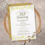 50th Wedding Anniversary Golden Hearts Memories Invitation<br><div class="desc">Featuring delicate golden love hearts. Personalise with your special fifty years golden anniversary facts and event details set in chic gold lettering. Designed by Thisisnotme©</div>