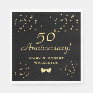 50th Wedding Anniversary - Golden Hearts Napkins