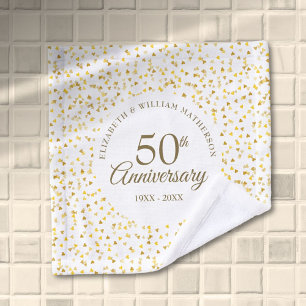 50th Wedding Anniversary Golden Love Hearts Bath Towel Set