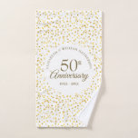 50th Wedding Anniversary Golden Love Hearts Bath Towel Set<br><div class="desc">Featuring delicate gold love hearts confetti,  you can personalise with your special fifty years golden anniversary information in chic gold typography. Designed by Thisisnotme©</div>