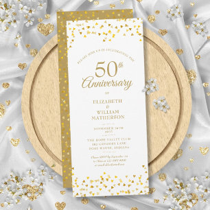 50th Wedding Anniversary Golden Love Hearts Invitation