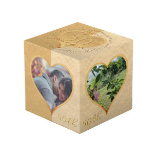 50th Wedding Anniversary Golden Photo Cube