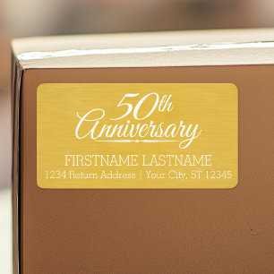 50th Wedding Anniversary Golden Return Address Label