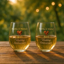 50th Wedding Anniversary Golden Typography Heart 