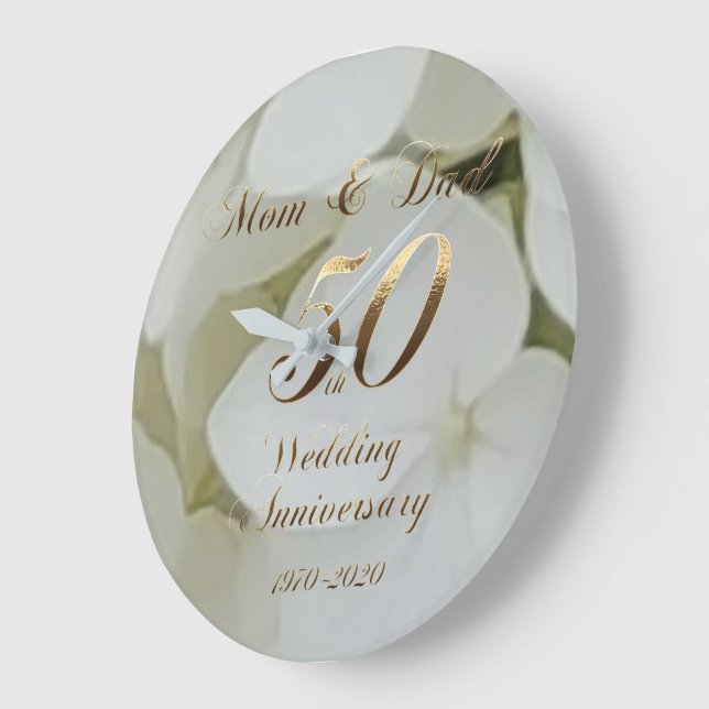 50th Wedding Anniversary Golden Wedding Parents Large Clock (Angle)