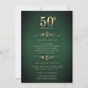 50th Wedding Anniversary Green Invitation