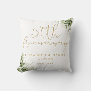 50th Wedding Anniversary Greenery Floral Photo Cushion