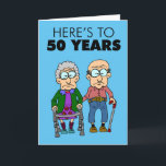 50th Wedding Anniversary Growing Old Card<br><div class="desc">Here's To 50 Years Of Growing Old Together cute 50th Wedding Anniversary card. Great for a 50th Wedding Anniversary.</div>
