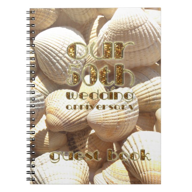 50th Wedding Anniversary Guest Book Summer Shells (Front)