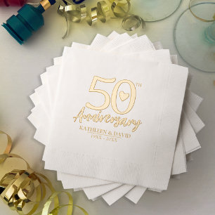 50th wedding anniversary heart custom graphic foil napkins