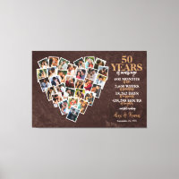 50th Wedding Anniversary Heart Photo Collage