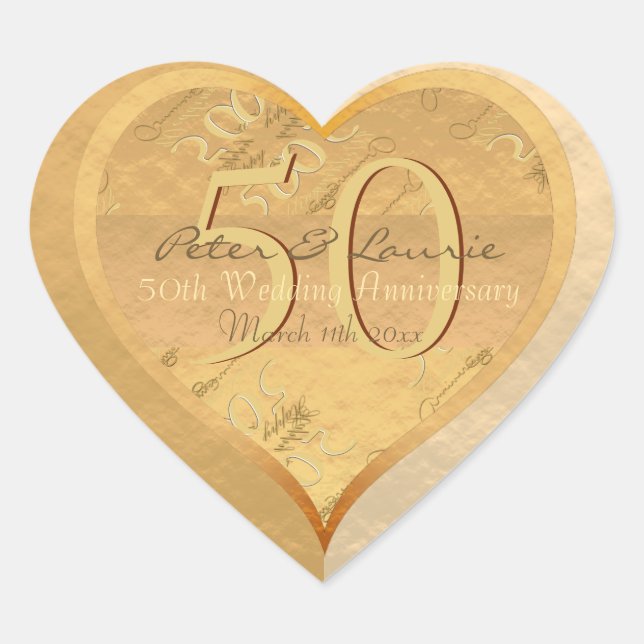 50th Wedding Anniversary Heart Sticker (Front)